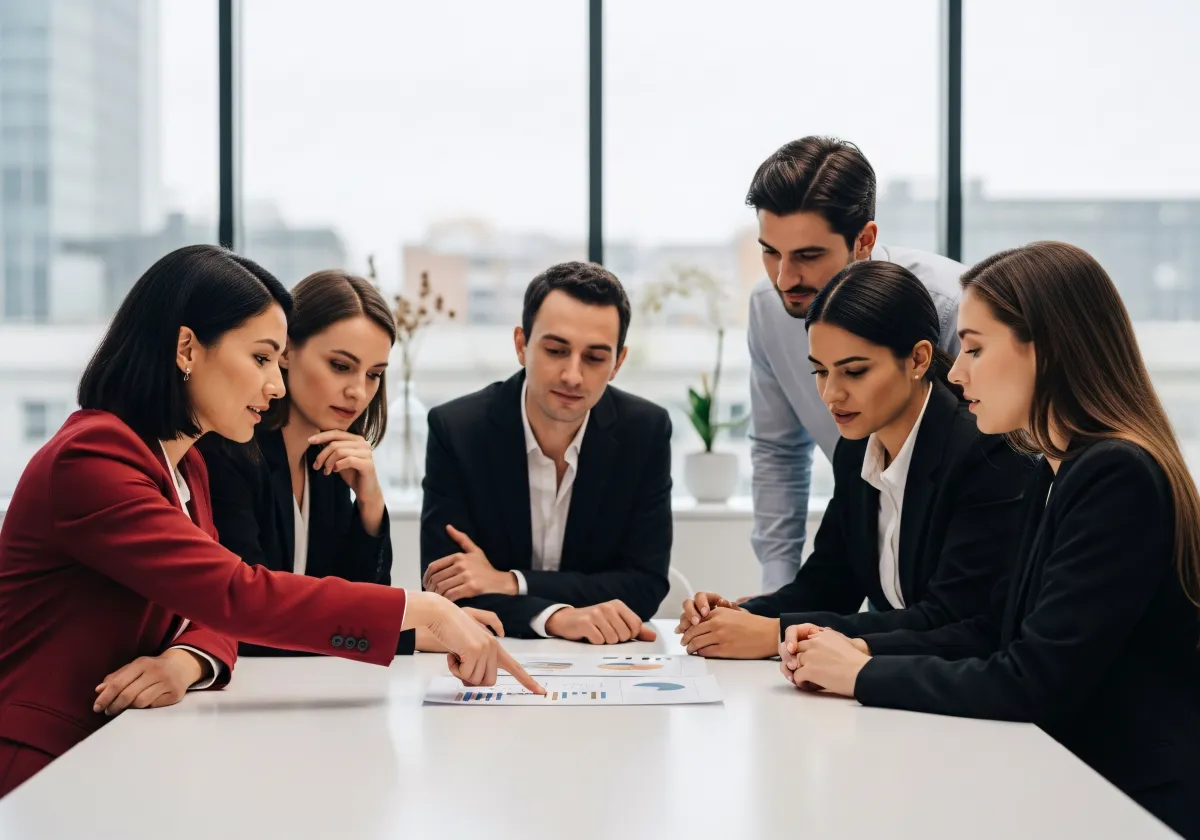 Consultoria imobiliária apresentando relatório ao investidor